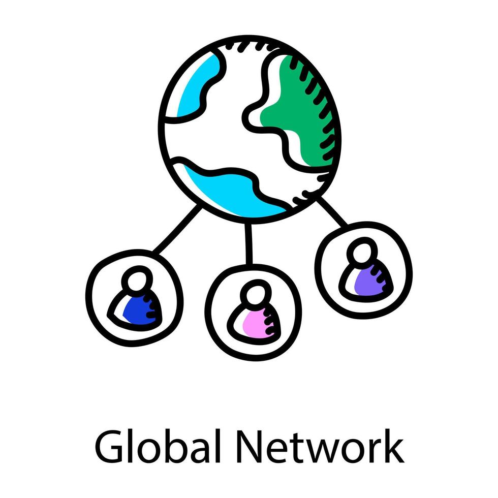 een pictogramontwerp van een wereldwijd netwerk, een wereldbol met gebruikers vector