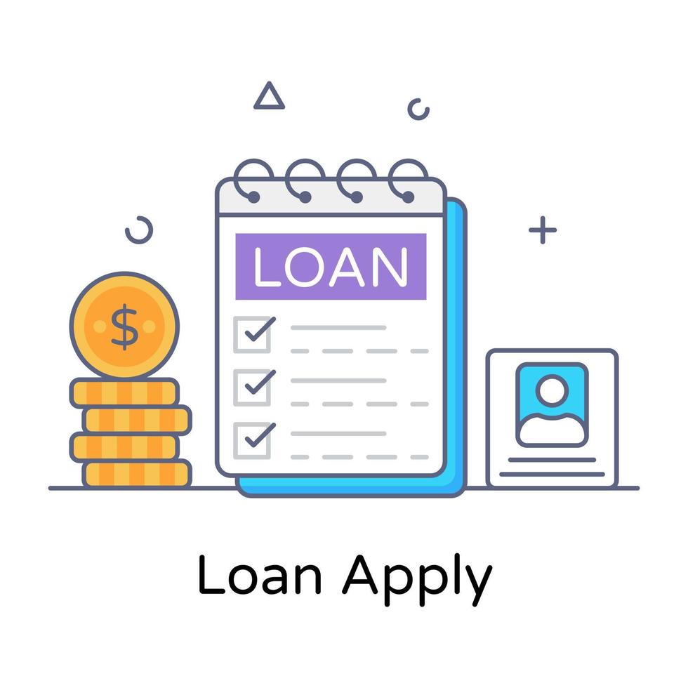 een rapport van een lening is van toepassing met voorwaarden, platte omtrekvector vector