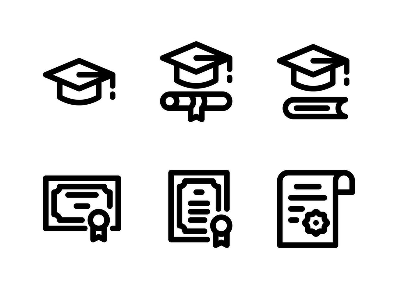 eenvoudige set van afstuderen gerelateerde vector lijn iconen. bevat pictogrammen als baret, diploma en meer.