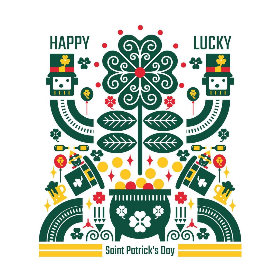 st. patrick dag kabouters met feestelijke elements.folk kabouters patroon vectorillustratie vector