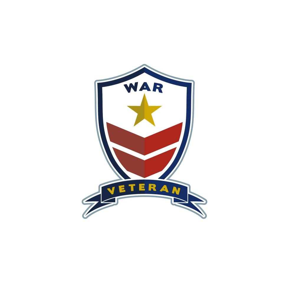 militaire veteraan rang embleem en ster logo ontwerp vector