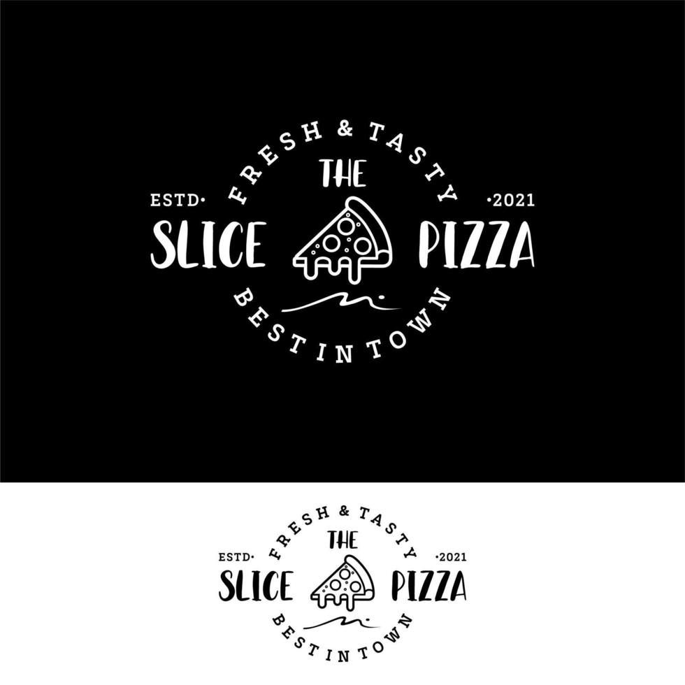 pizzeria-logo met eenvoudige inspiratie voor het ontwerpen van pizzapunten vector