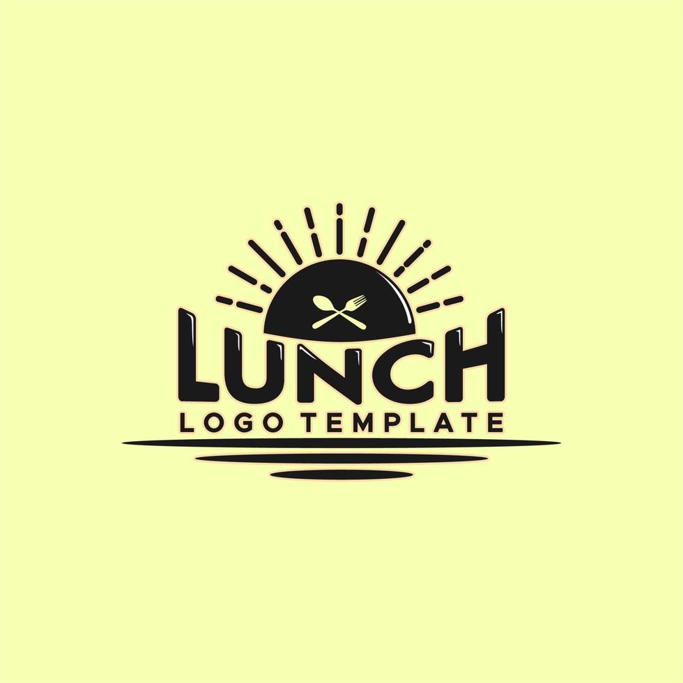 belettering lunch met zonnevork lepel pictogram voor restaurant logo sjabloon vector