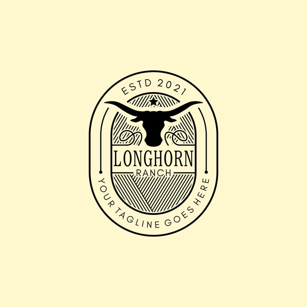 vintage retro amerikaanse buffel lange hoorn logo boerderij ranch ontwerp inspiratie vector