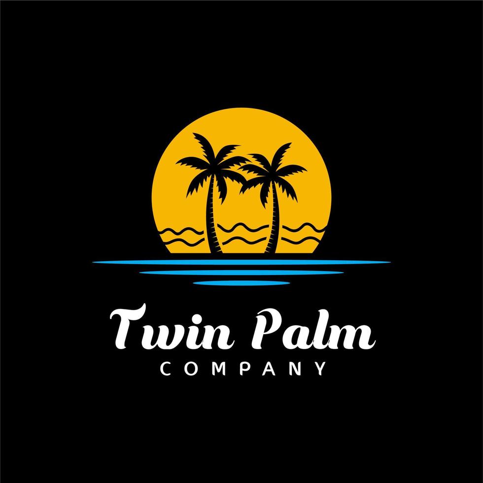 palmboom strand silhouet voor hotel restaurant vakantie vakantie reizen logo ontwerp vector