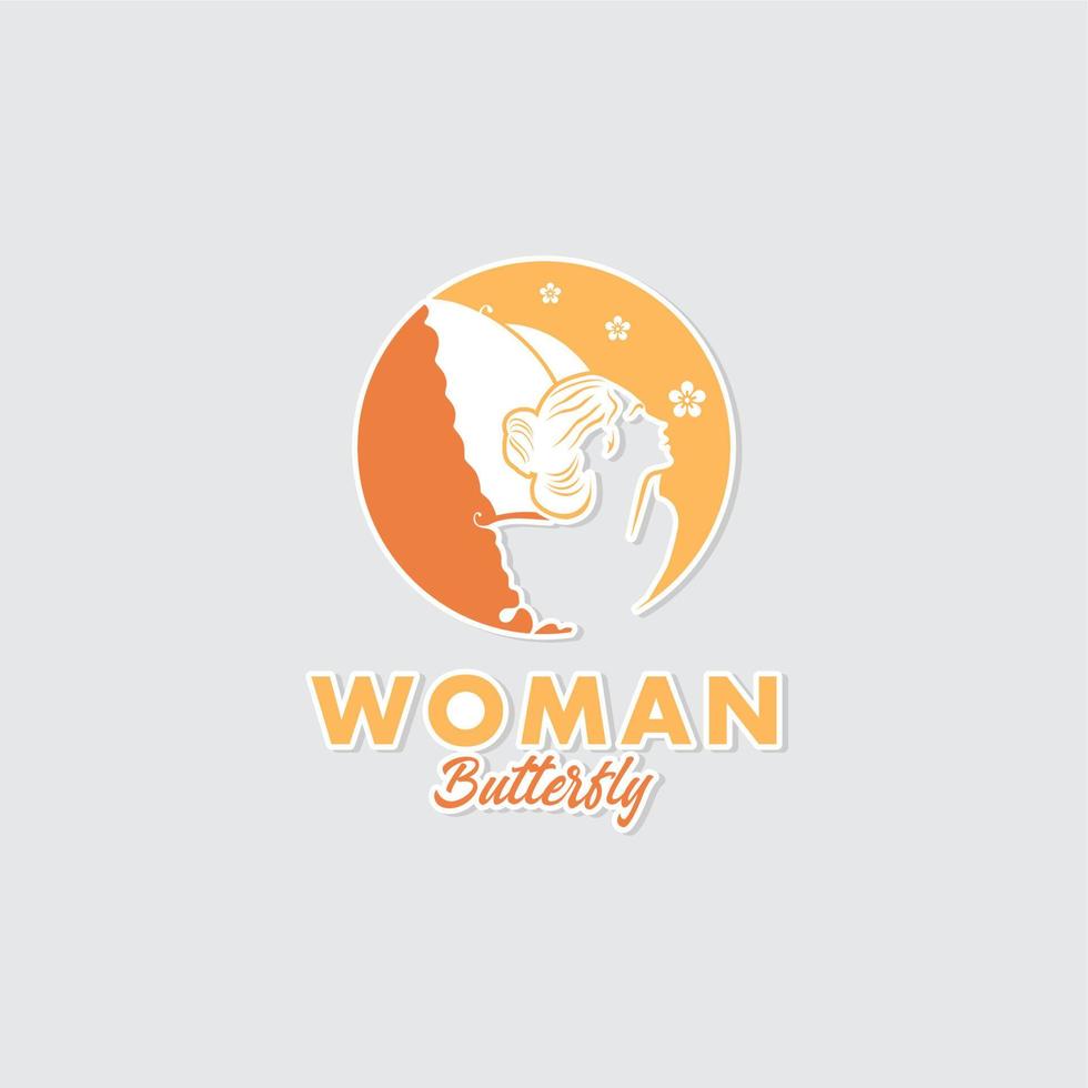 schoonheid vlinder vrouw logo ontwerp inspiratie vector