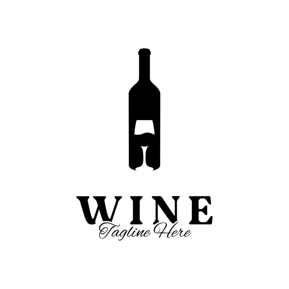 wijnglas fles beker wijn drinken silhouet logo ontwerp vector