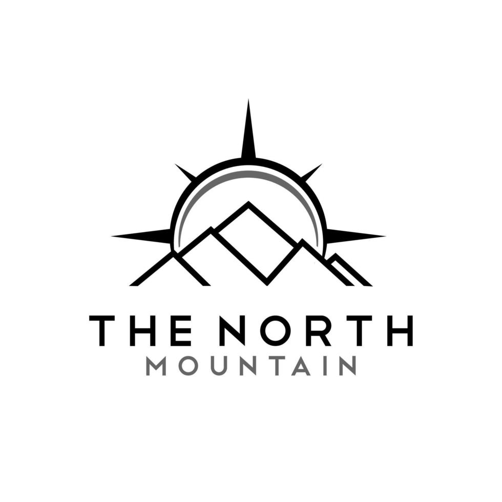 mount kompas bergtop voor reisavontuur logo ontwerp inspiratie vector