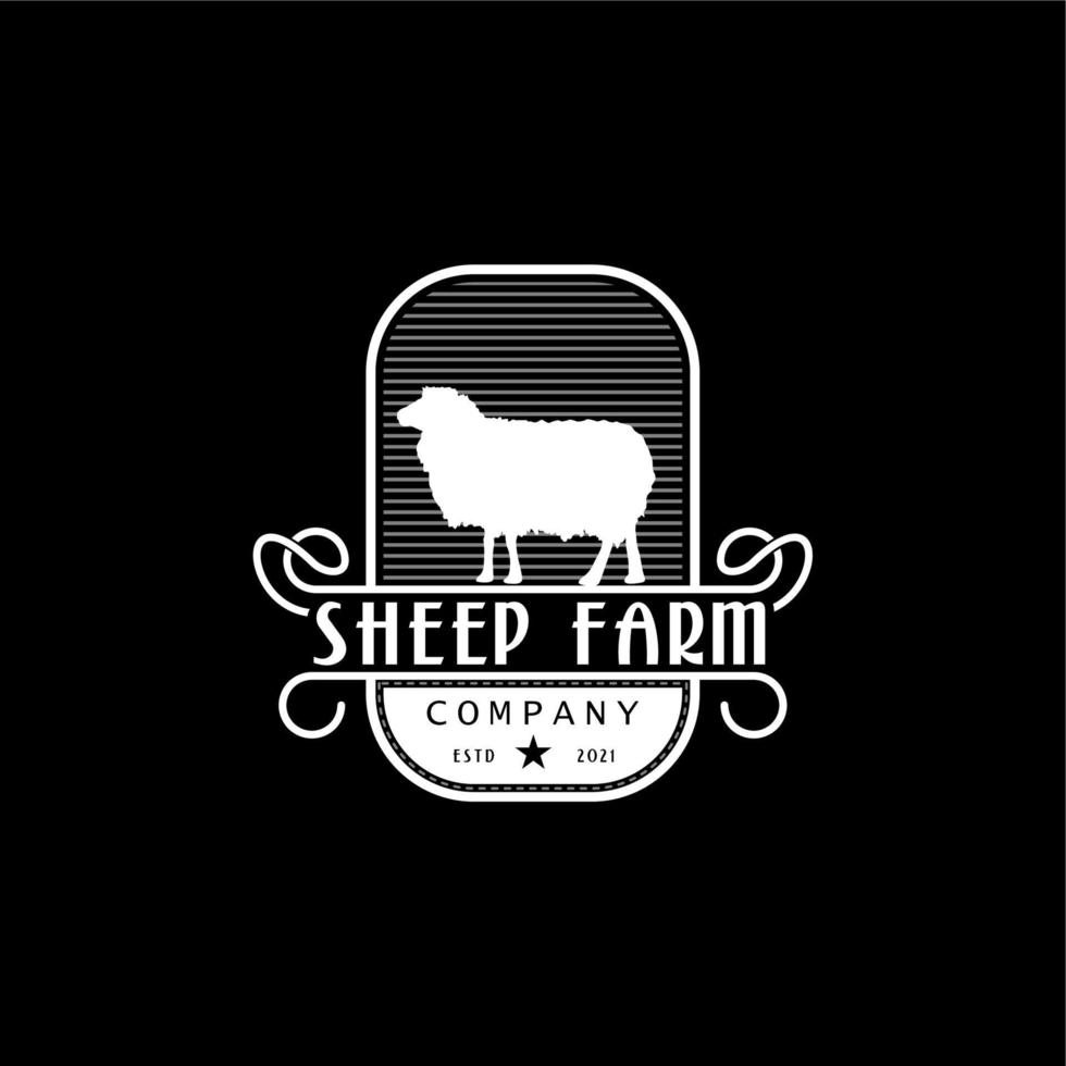 vintage retro schapen- of geitenboerderijlogo vector