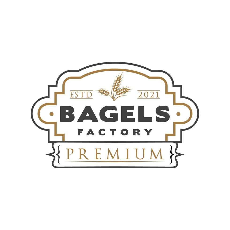 vintage bagels logo, bakkerij stempel vector