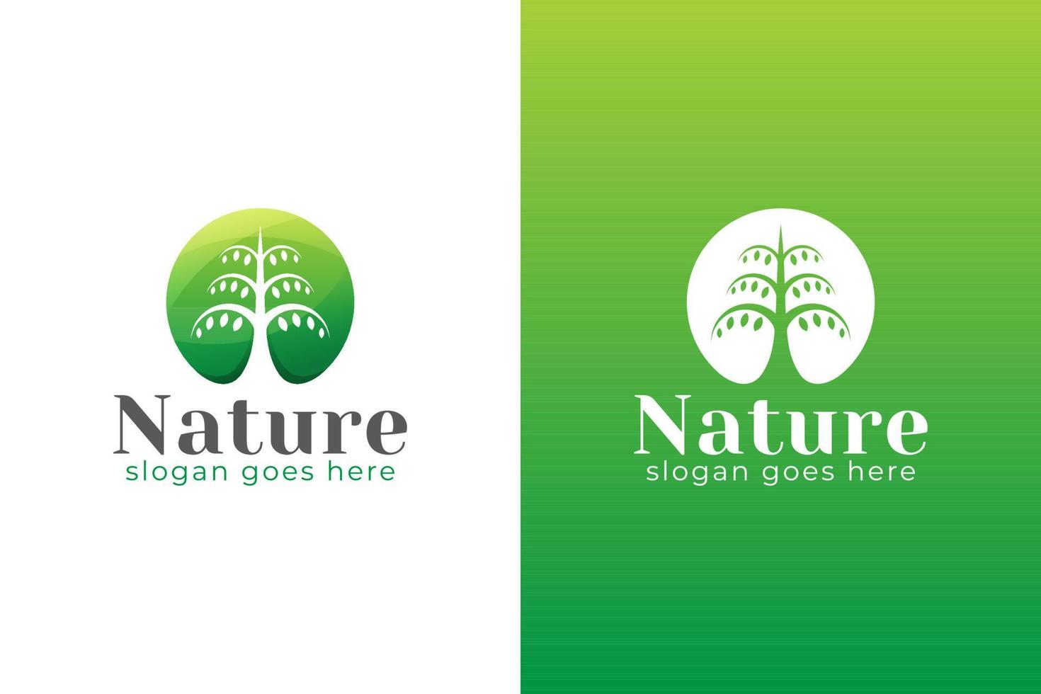 natuur groene tuin groeiend logo, boomsymbool of element plant met twee versies vector