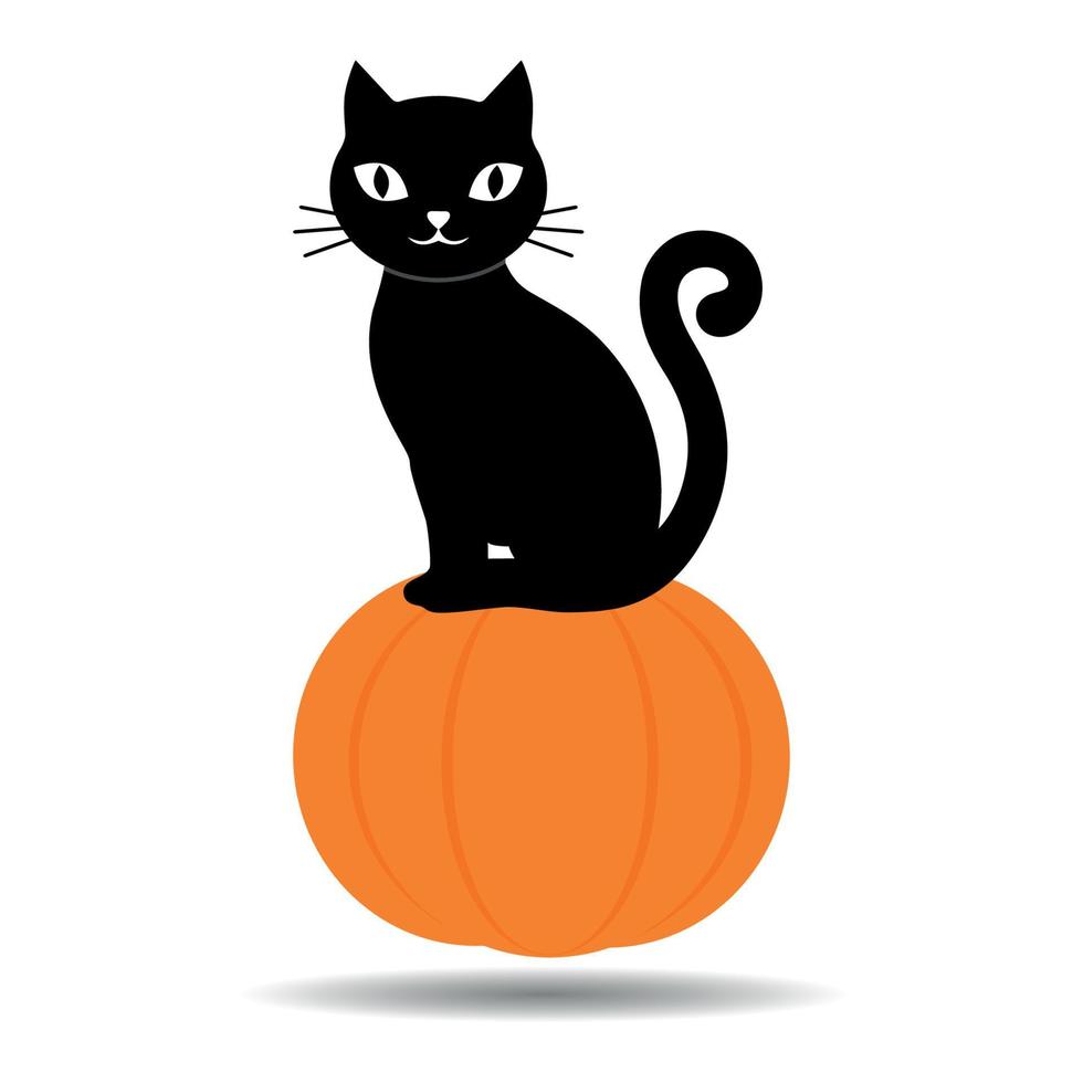 Halloween-illustratie van een zwarte kat op een pompoen vector