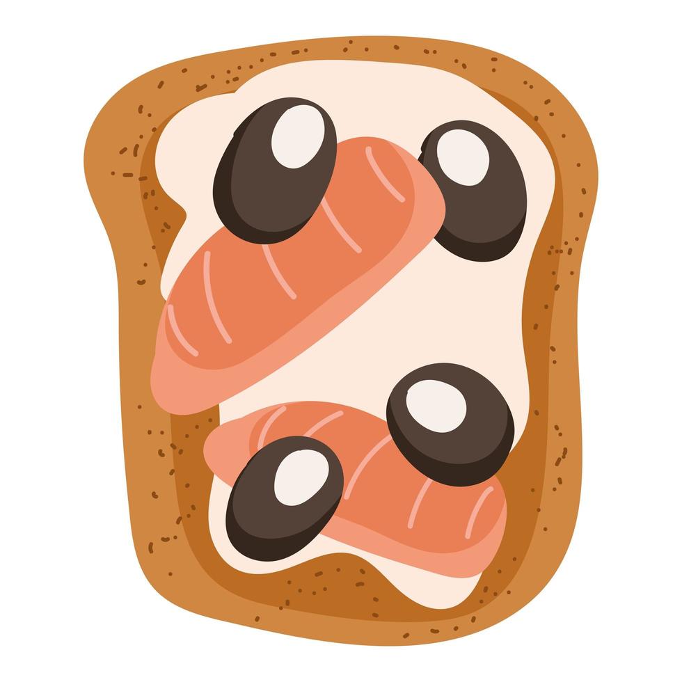 toast olijven en vis vector