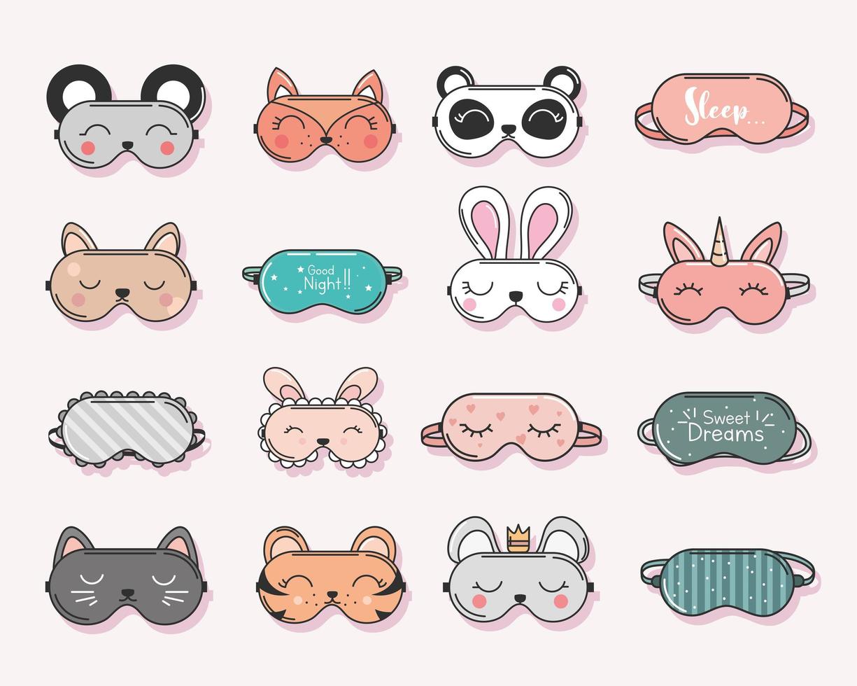 set slaapmaskers vector