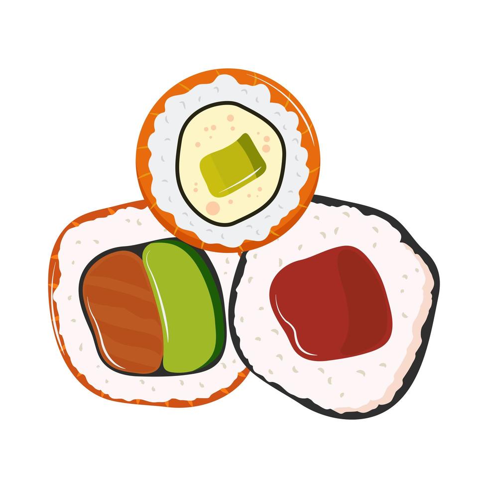 verschillende sushi rollen vector
