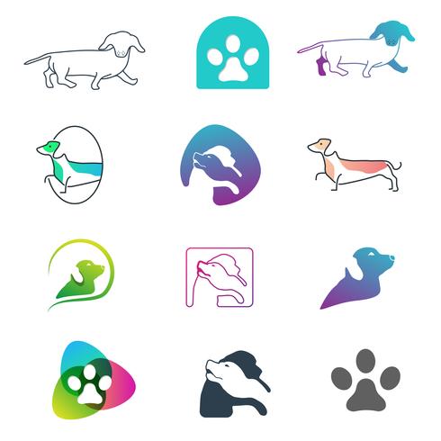 Hond logo lijn ontwerp concept vector pictogram element geïsoleerd