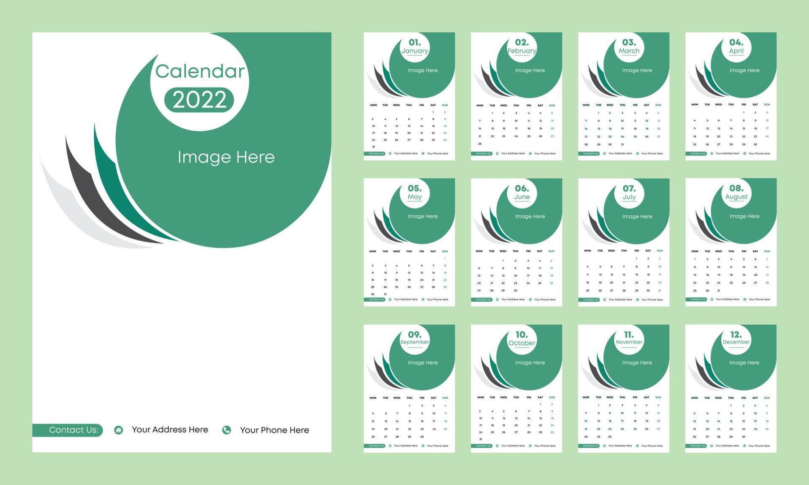 nieuwe creatieve kalender wees blij en kleurrijk vector