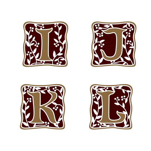 decoratie Letter I, J, K, L logo ontwerpsjabloon concept vector