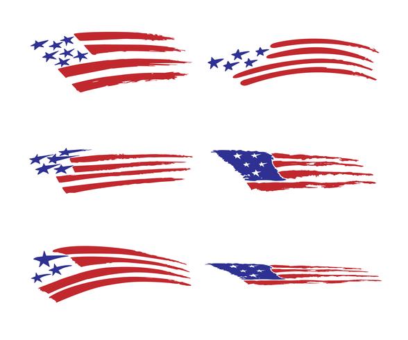 Amerika vlag voertuig grafische vector illustratie set