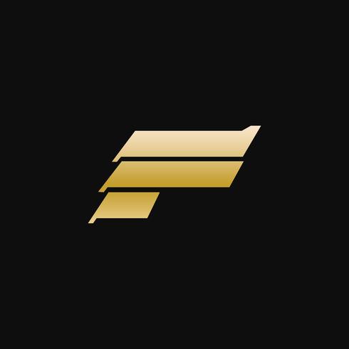 Letter F luxe metalen logo ontwerpsjabloon concept vector