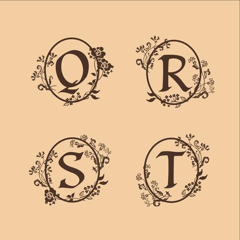 decoratie Letter S, T, R, Q logo ontwerpsjabloon concept vector