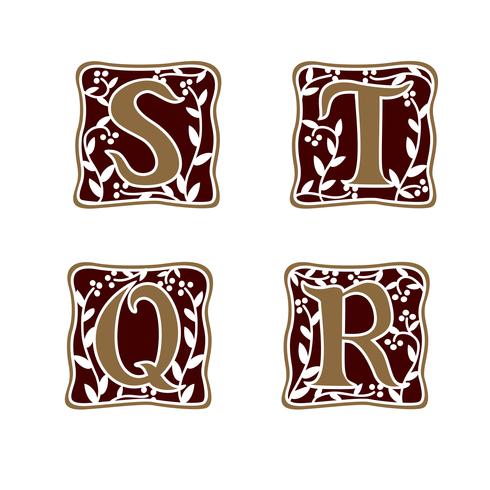 decoratie Letter S, T, R, Q logo ontwerpsjabloon concept vector