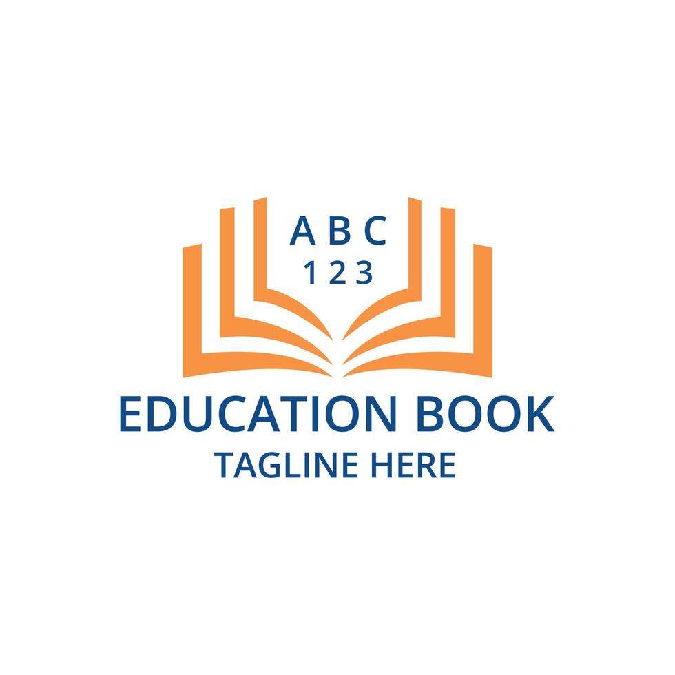 onderwijs boek logo pictogram ontwerp, vectorillustratie. boek met woord a,b,c en nummer 1,2,3 logo vector