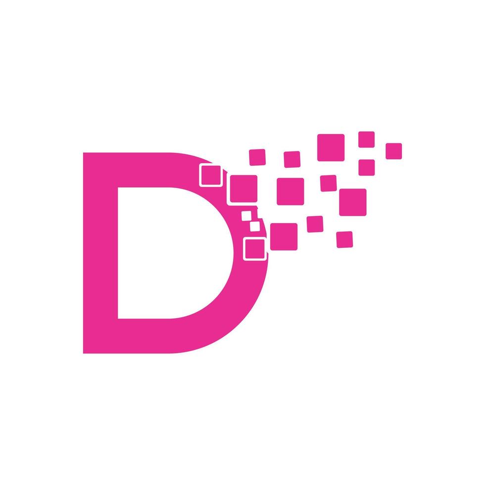 pixel letter d logo ontwerpsjabloon. digitale letter d technologie pictogram logo ontwerpelement. vector