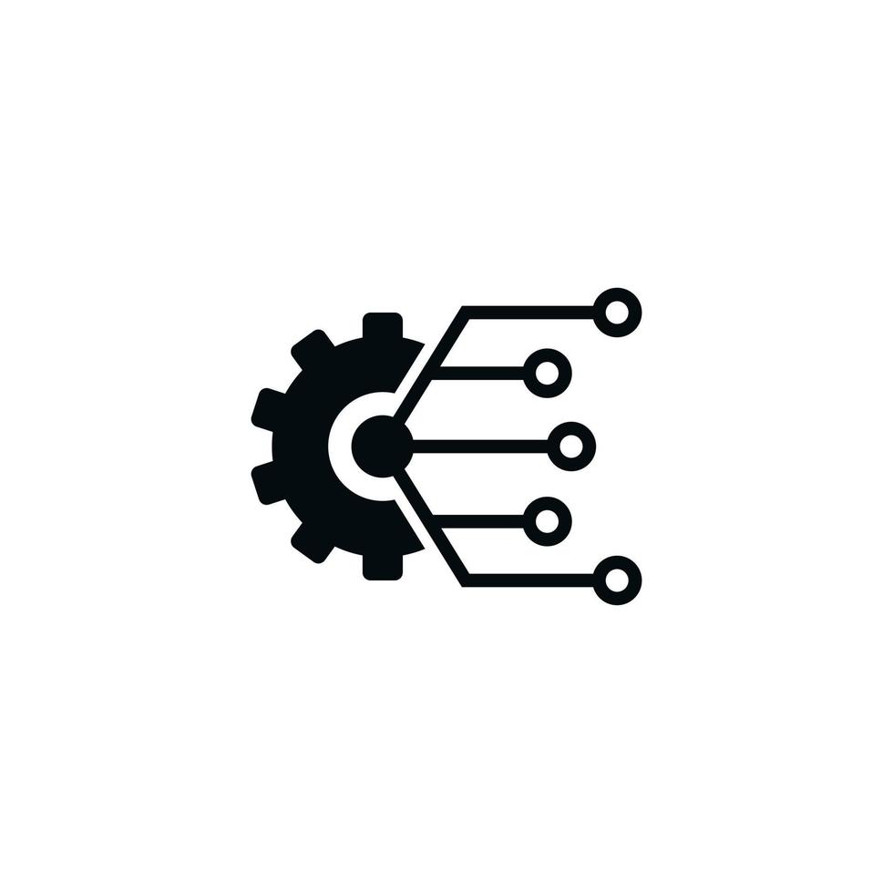 versnelling elektronische fabriek teken. versnelling technologie vector pictogram, logo sjabloon