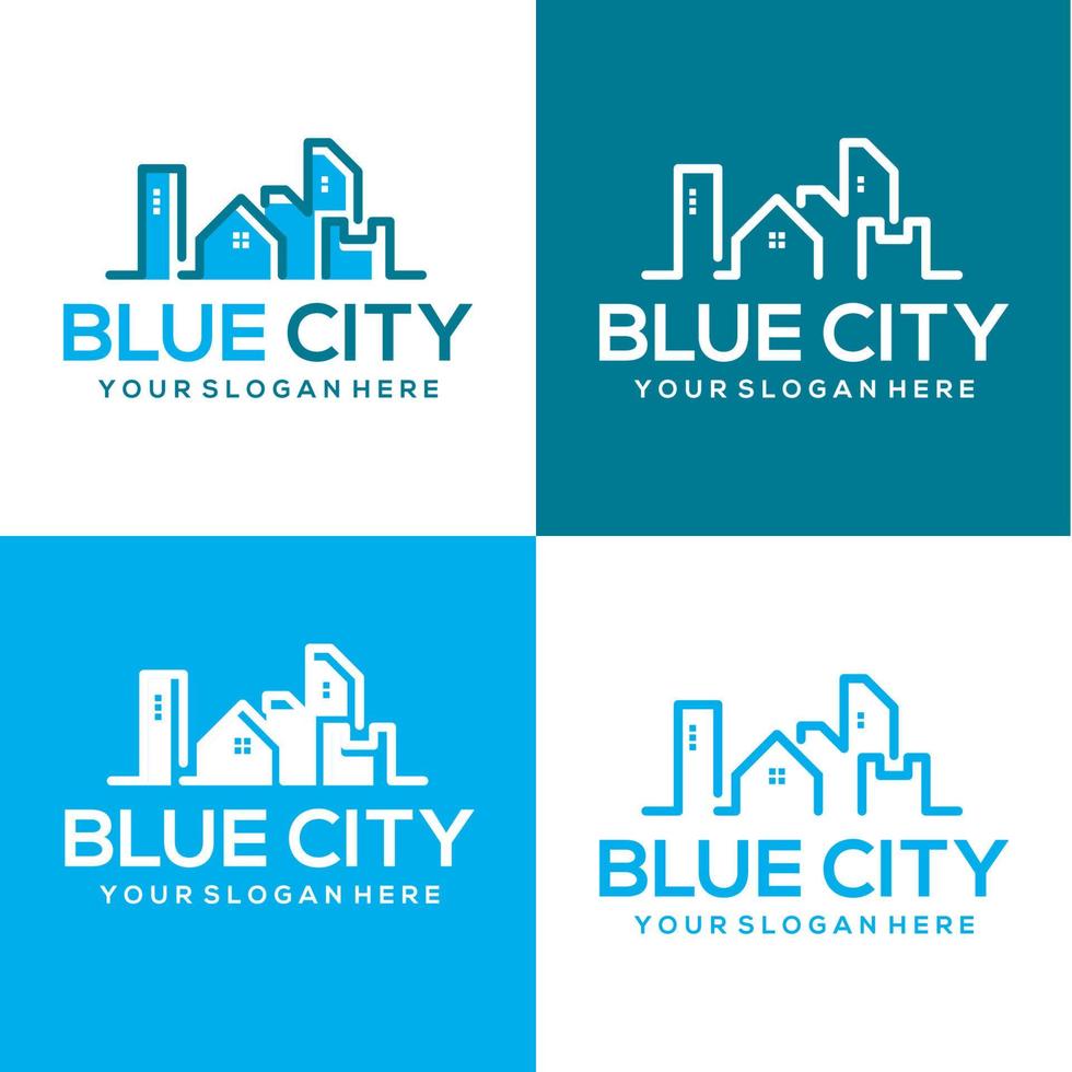 blauwe stad logo ontwerpsjabloon vector