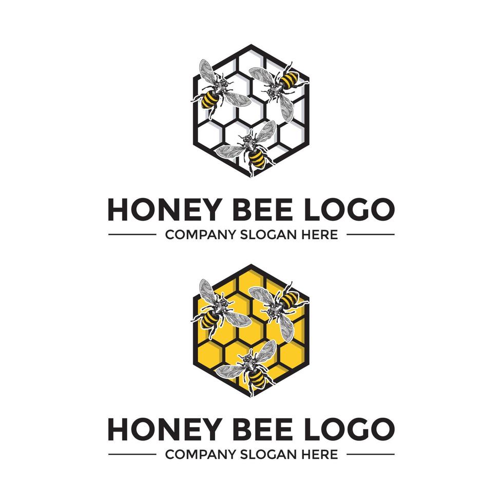 honingbij logo ontwerpsjabloon vector
