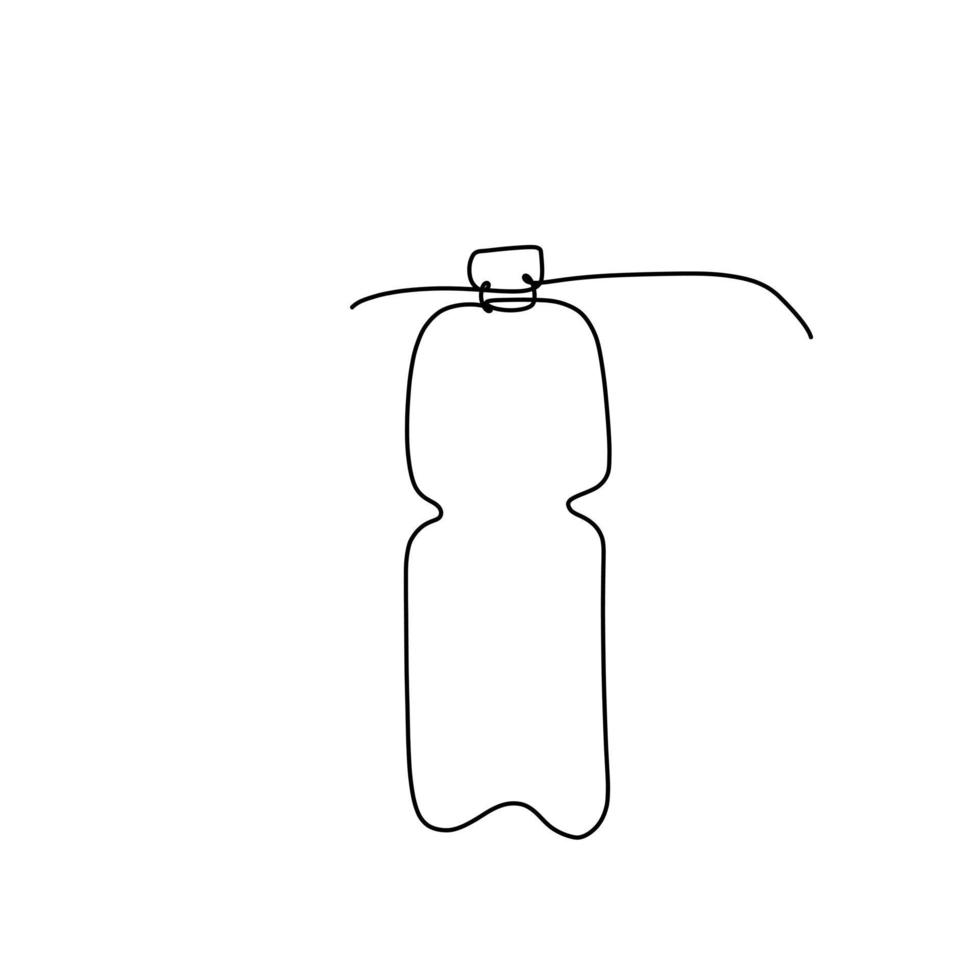 hand getekende vectorillustratie van een fles met mineraalwater in één lijnstijl. leuke illustratie van sportief flespictogram op een witte achtergrond. vector