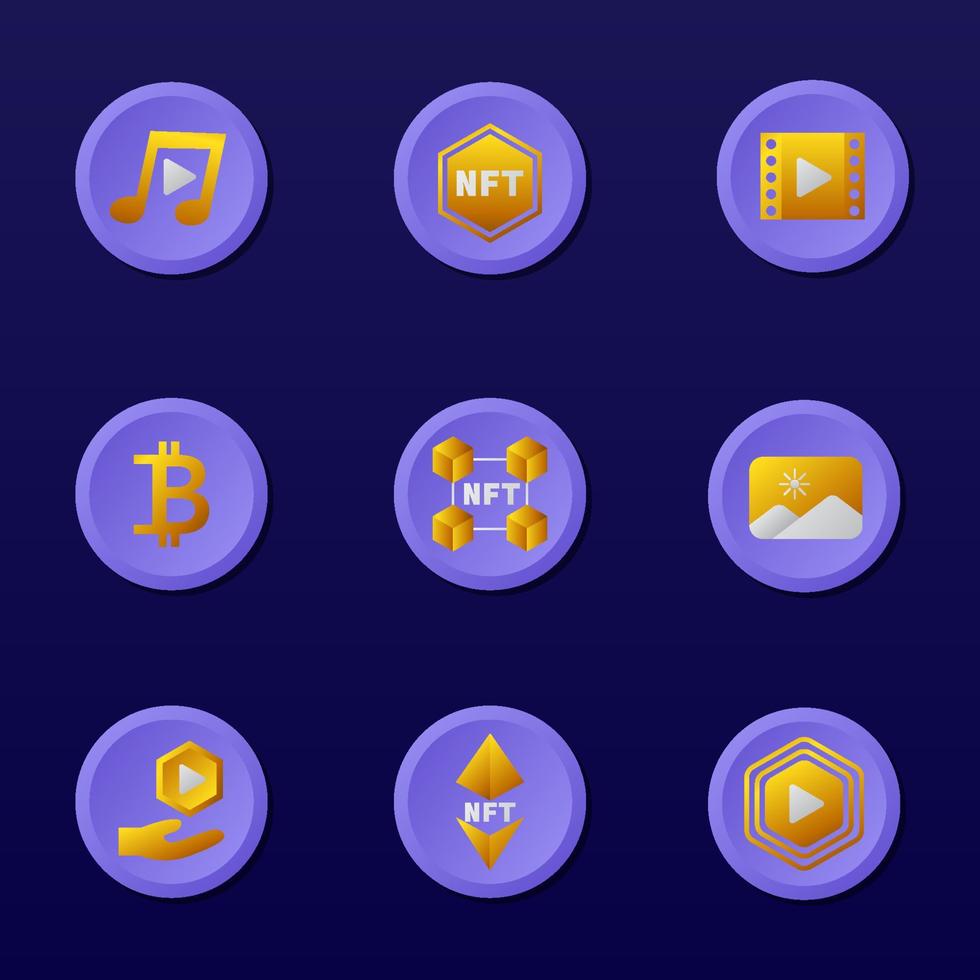 verzameling van niet-verwisselbare token icon pack vector