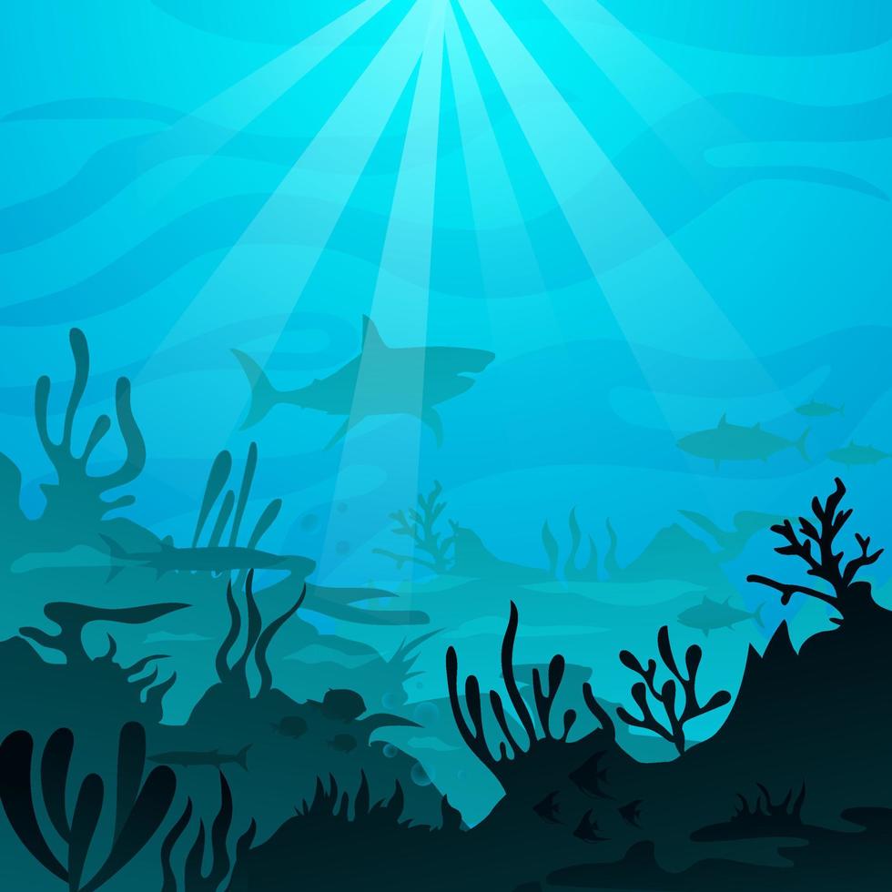 achtergrond van oceaanblauwe zee met vis vector