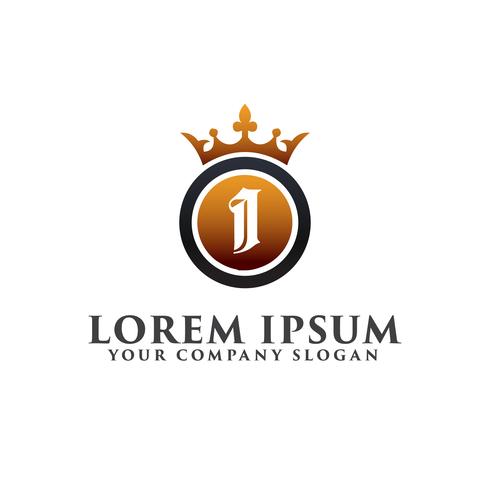 Luxe Letter I met kroon Logo ontwerpsjabloon concept vector