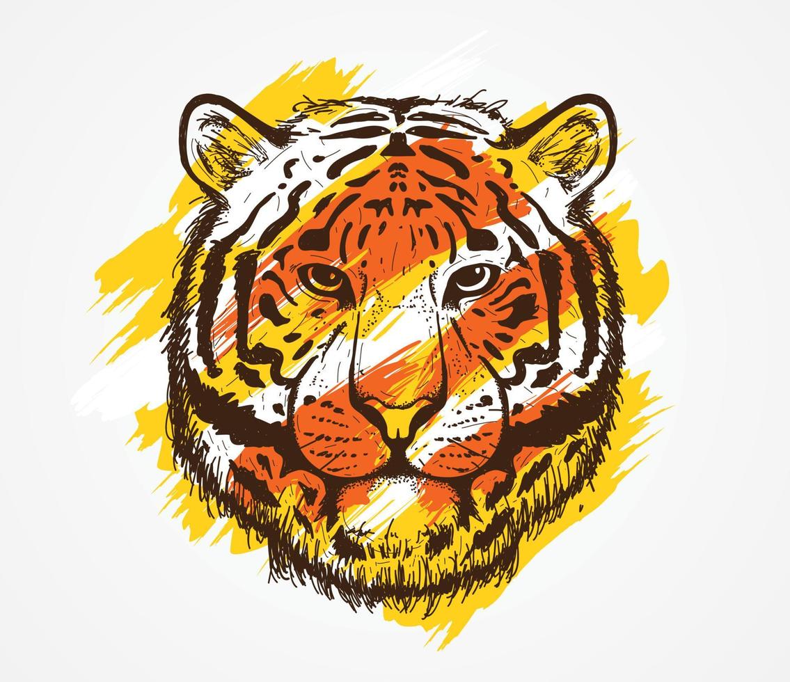 tijger hoofd vector hand getekende illustratie