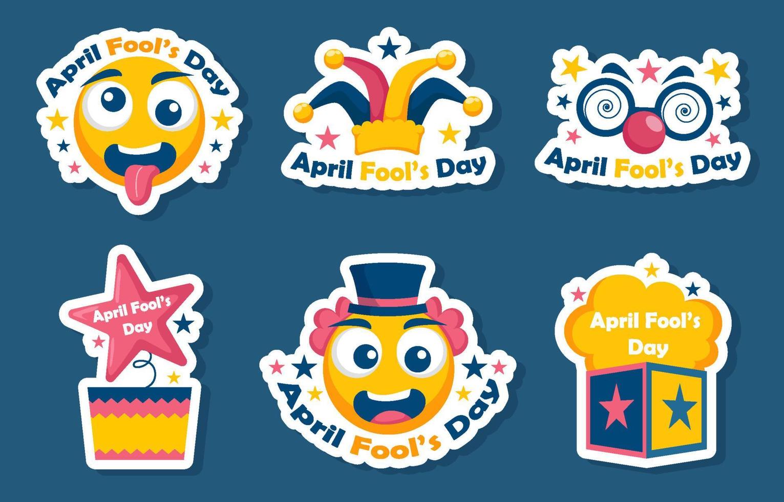 1 april dwaas stickerset vector