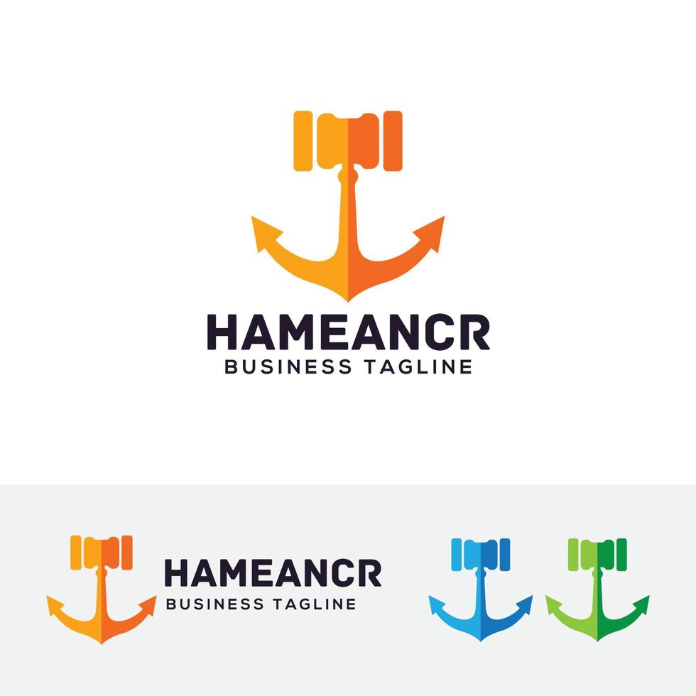 hamer en anker concept logo sjabloon vector