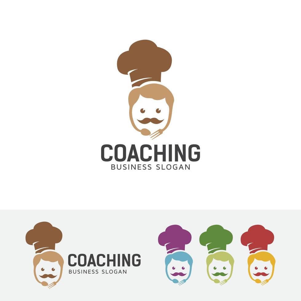 chef-kok coaching vector logo sjabloon