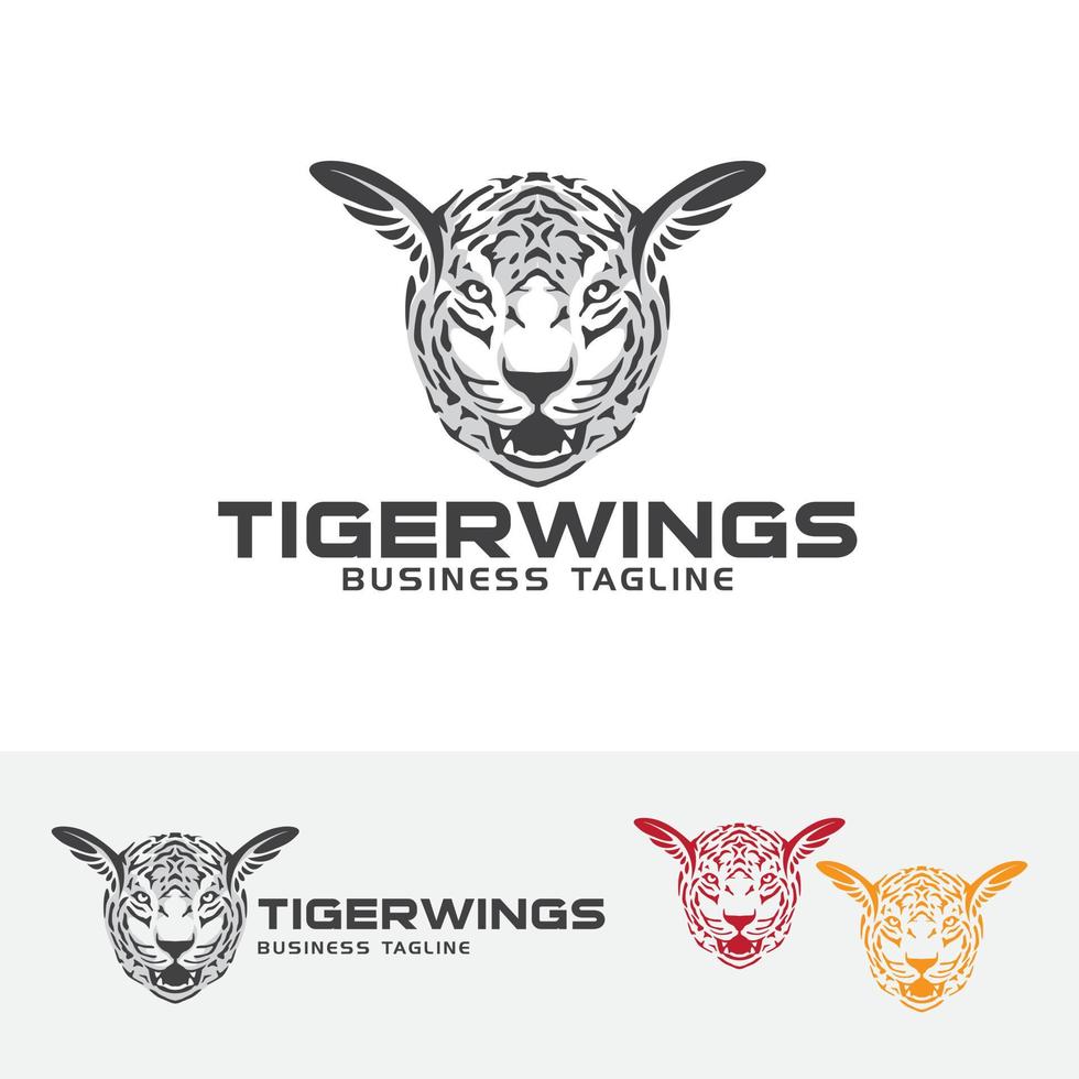 tijger hoofd vleugels concept logo ontwerp vector