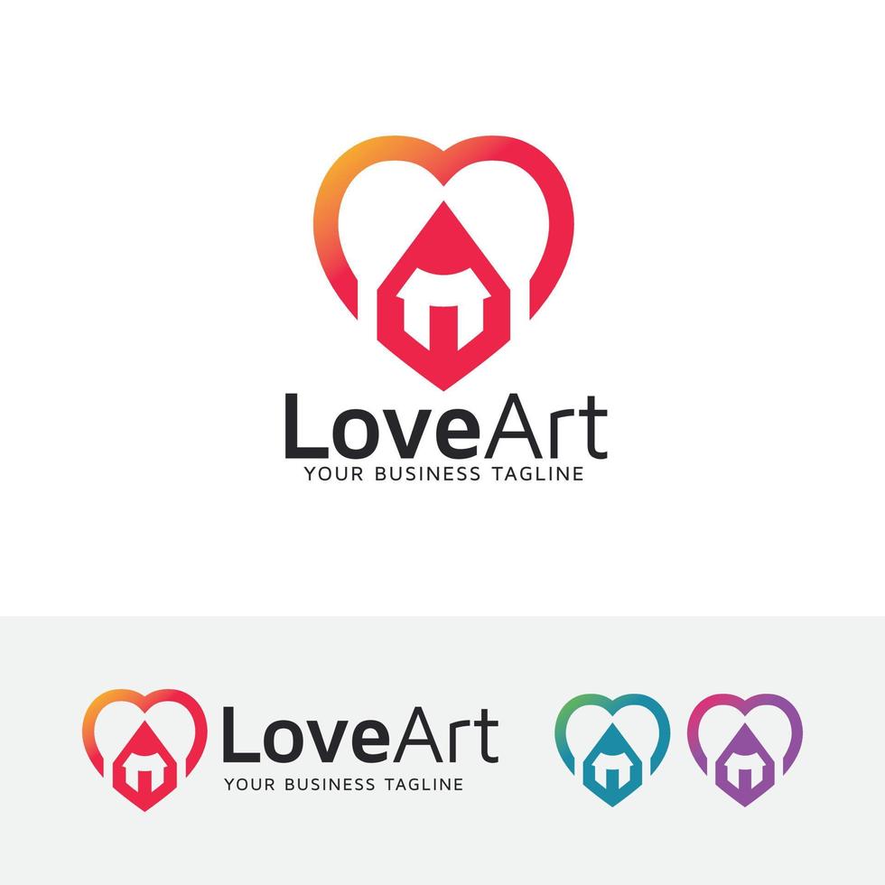 liefde en kunst logo ontwerpconcept vector