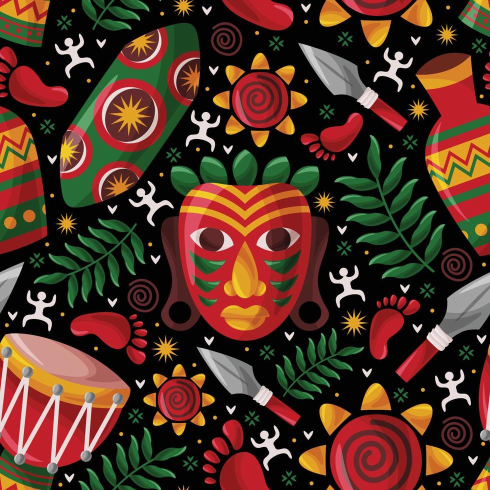 Afrikaanse kleur met kleurrijk doodle object naadloos patroon vector