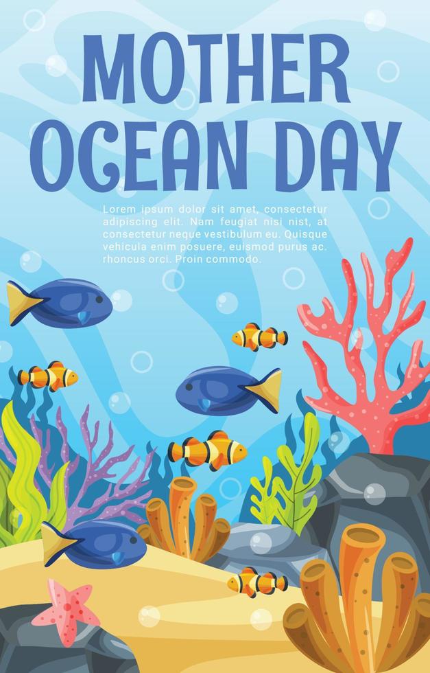 moeder oceaan dag bewustzijn poster vector