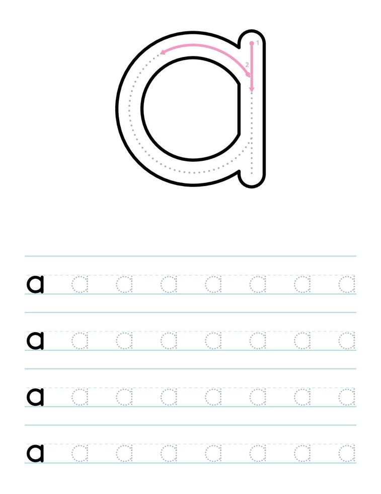 traceer kleine letter een werkblad voor de kleuterschool vector