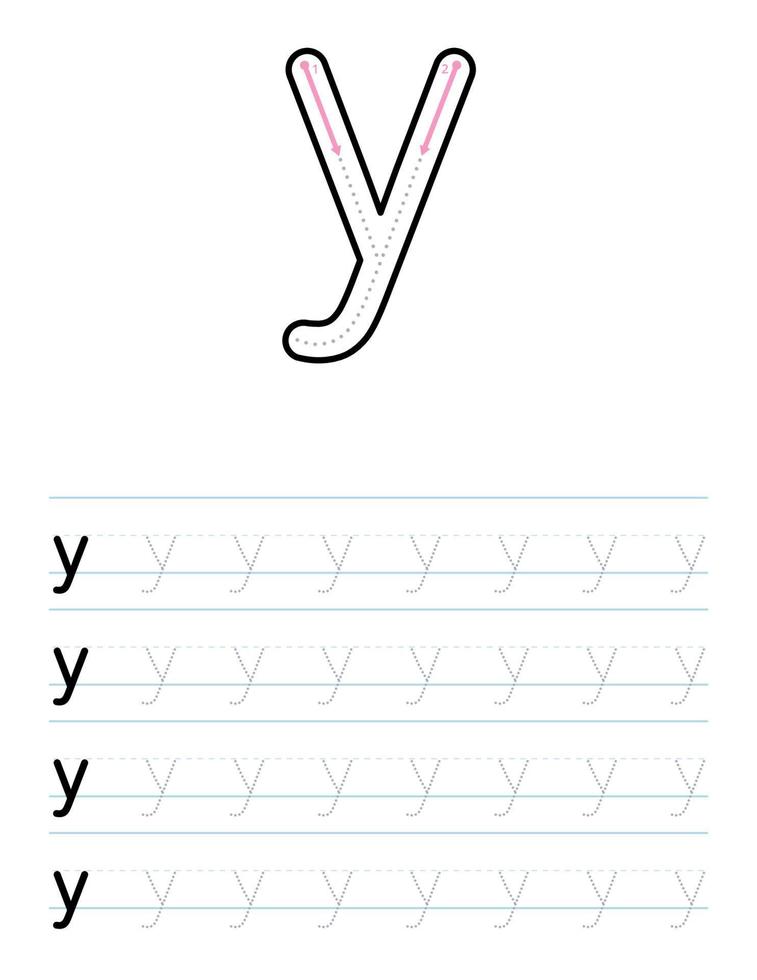 traceren kleine letter y werkblad voor kinderen vector