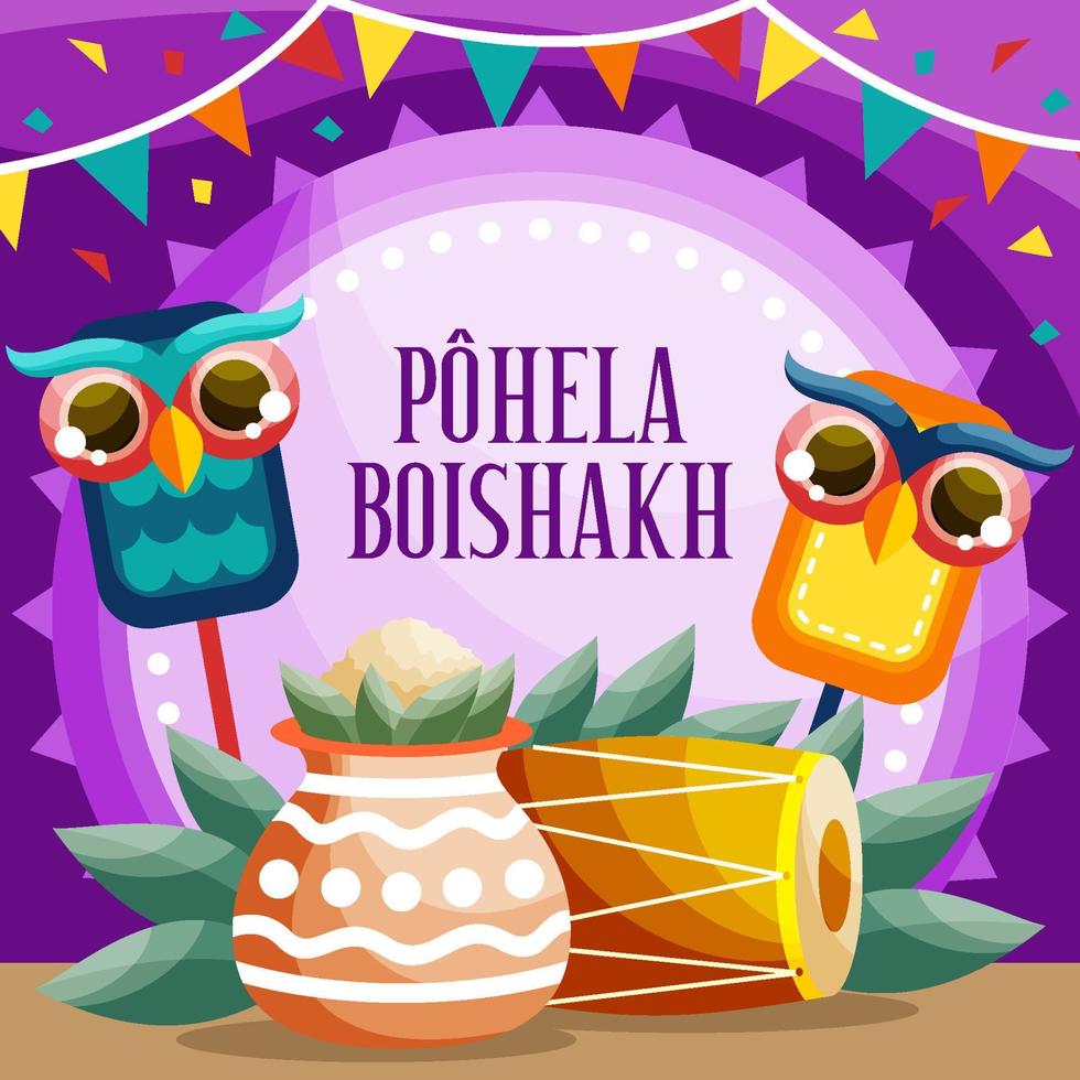 kleurrijke gelukkige pohela boisakh festival achtergrond vector