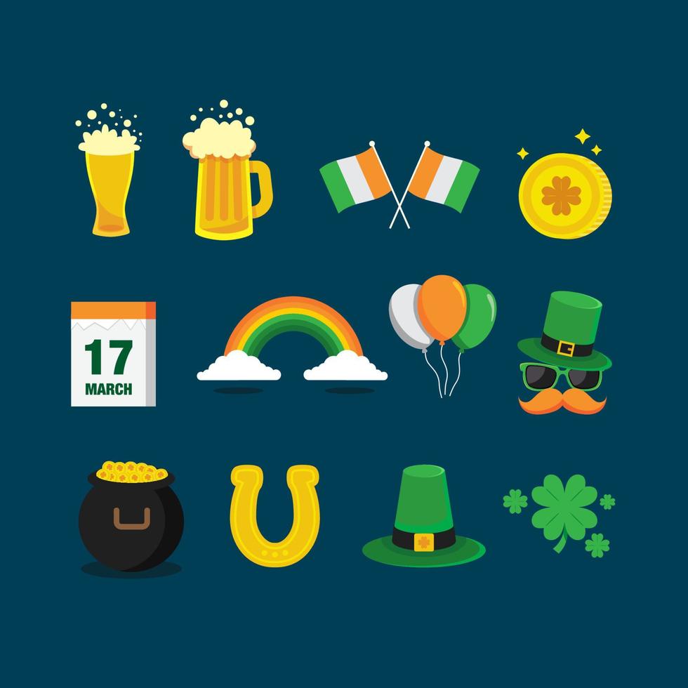 het vieren van st. patrick's day iconen collectie vector