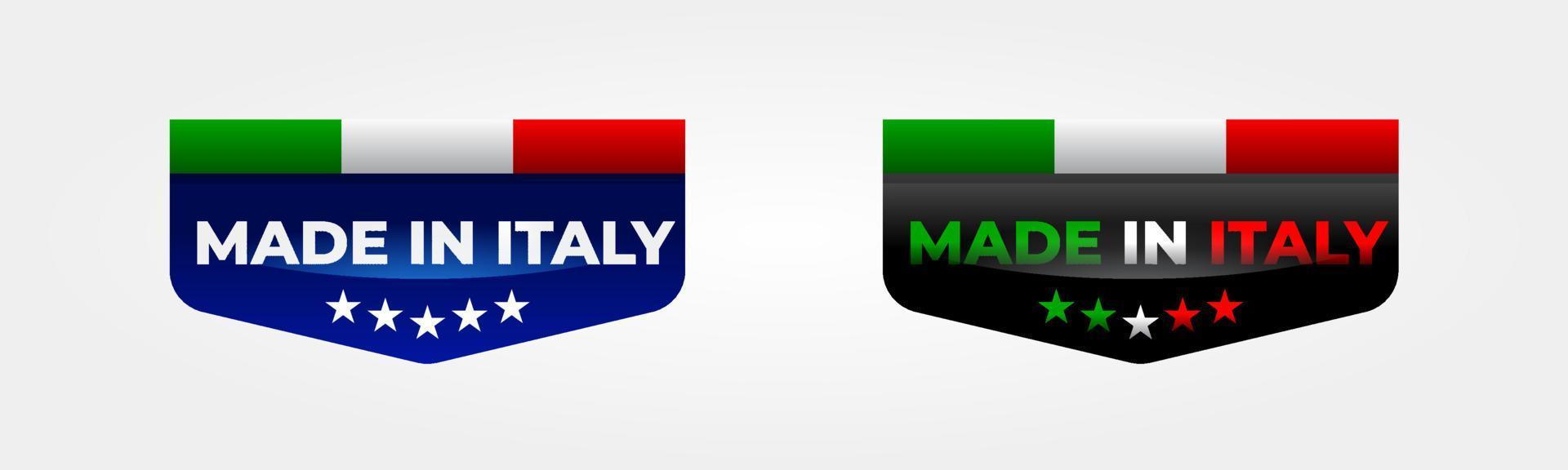 gemaakt in Italië label vectorillustratie, ontwerp van vlag badge teken sticker voor product media promotie vector