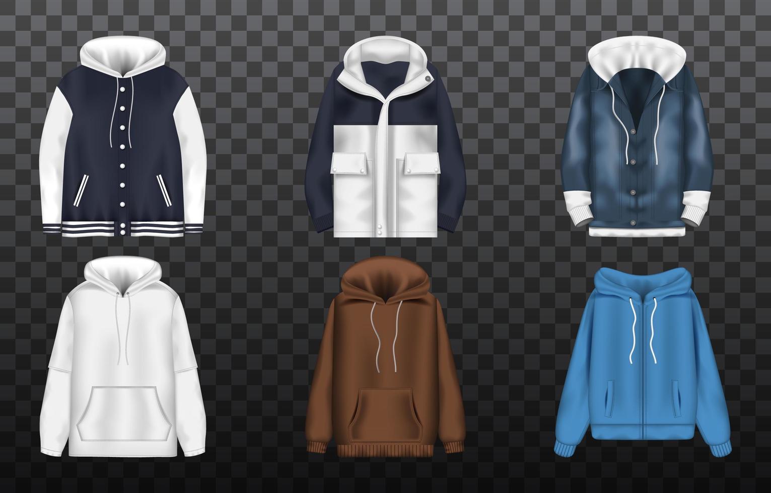 hoodie mock-up met alternatieve mouwlengte en kleur vector