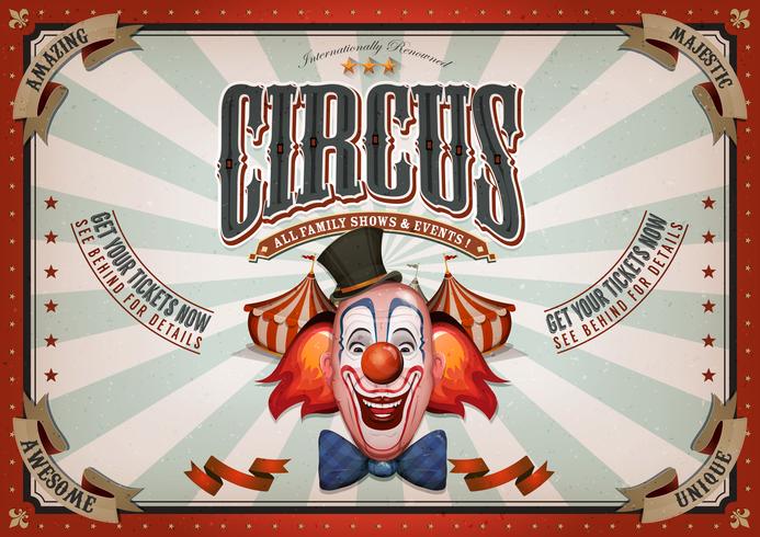 Vintage circusaffiche met clown hoofd vector